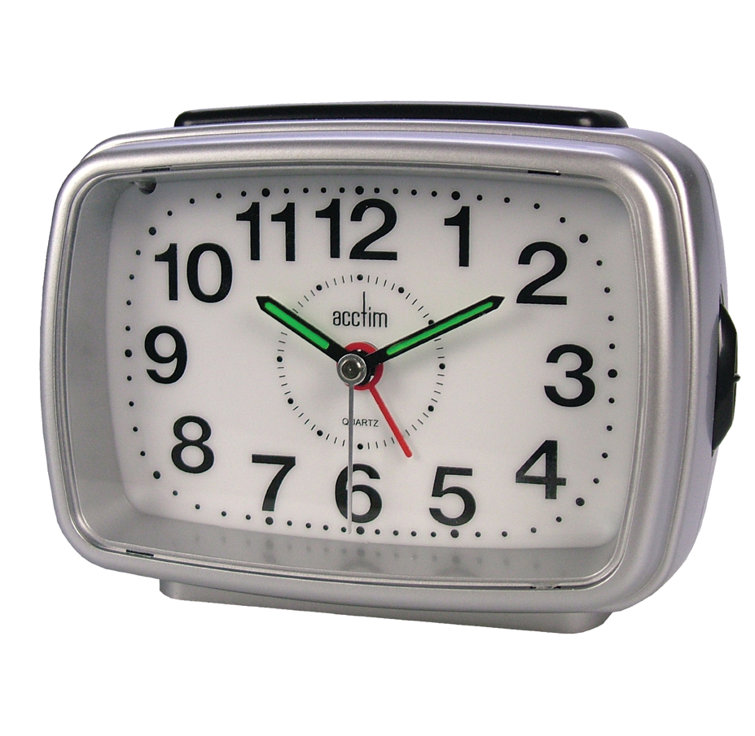 Acctim Titan NonTicking Alarm Clock with Snooze Silver & Reviews